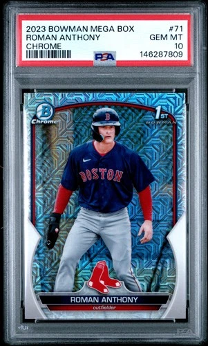 7809 Roman Anthony 2023 Bowman Chrome #BCP-71 Mega Refractor 1st RC PSA 10
