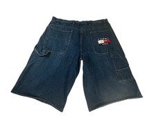 Vintage Tommy Hilfiger Jean Shorts Mens 42 Y2K Carpenter Baggy Skater USA Flag