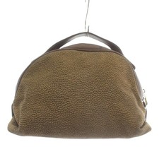 Borbonese Suede Leather Handbag Brown Quail P...