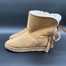 UGG Australia Women's Bailey Bow Boots EU 40 US 9 Chestnut Sheepskin Fur Lined
