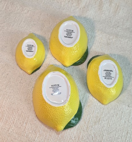 Lemon Shaped Measuring Cup Set "VOTRUM" Yellow Ceramic 4 Pc Unused Stacking - Picture 12 of 20