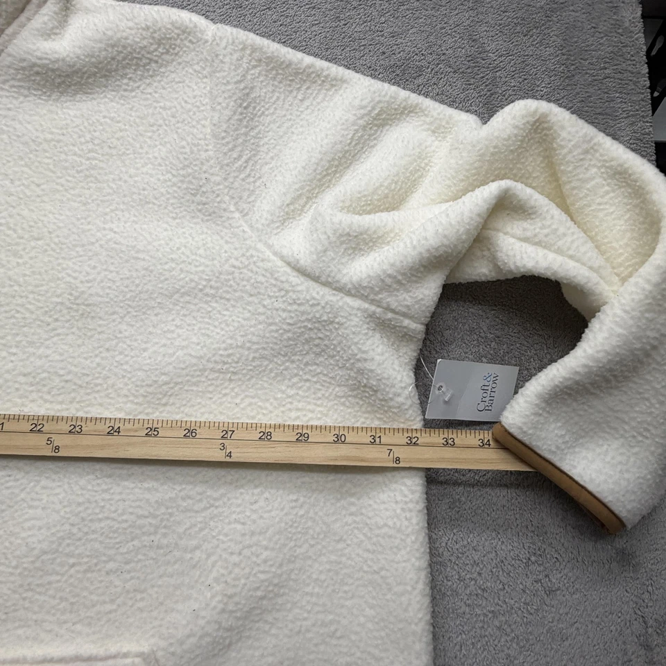 Croft & Barrow куртка женщин 4 X слоновой кости шерпа флис кнопка спереди коричневая отделка - Изображение 4 из 4