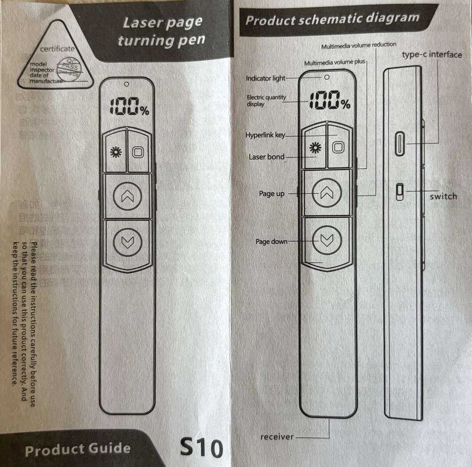 New S10 For Wireless Presenter PPT Presentation Clicker Laser Page Turning Pen - Image 4 of 4