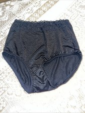 Rare Vtg Underscore girdle panties Shaper Sz L Black High Waisted Lace nylon