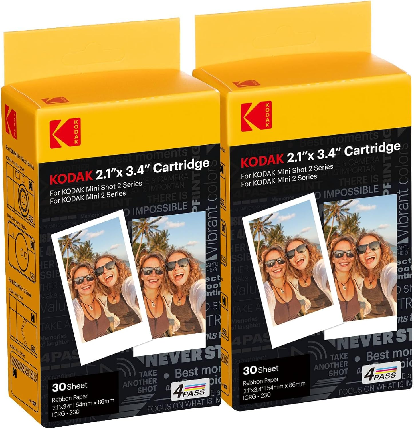 KODAK 4PASS Film Cartridge 2.1"" X 3.4"" (60 Sheets) for Kodak Mini 2 Retro