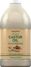 Castor Oil | 64 Fl Oz | Premium Liquid Drops | Cold Pressed | by Piping Rock