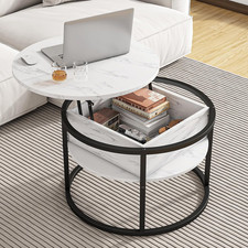 Lift Top Round Coffee Table with Storage - Farmhouse Style for Living Room