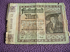 GERMANY REICHSBANKNOTE Funftaulend 5000 MARK 1922