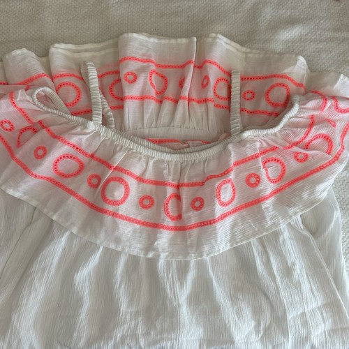 100% COTTON WHITE GAUZY SWIM COVER UP Girls XL 14/16 Women's S Embroidered Dress - Picture 3 of 8
