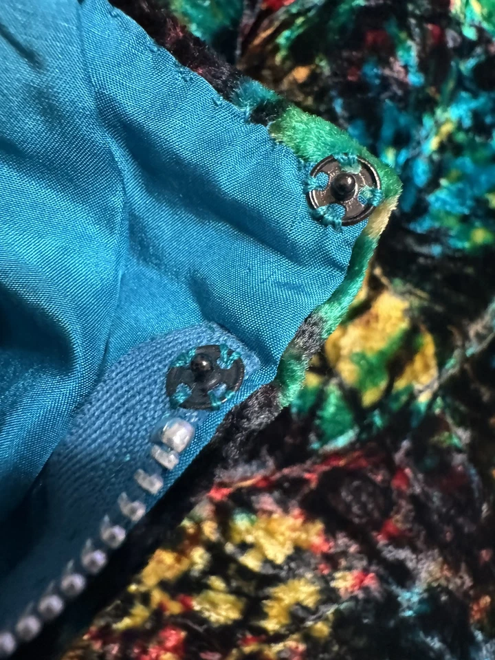 VTG 1950s Women’s Chinese Inspired Maxi Dress Psychedelic crushed velvet Size XS - Image 2 of 4