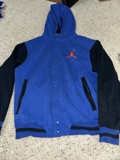 Nike Jumpman Jordan Jacket Blue Snap Button Basketball Warm Up Mens L