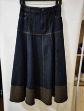 Women Cinq A Sept High Waist Contrasting Denim Midi Skirt Size US 8