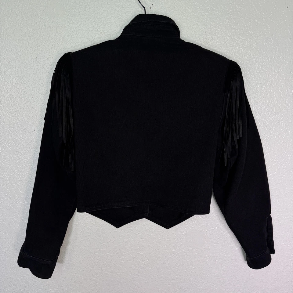 Double D Ranch Jacket Womens XS Western Fringe Concho Button Cropped Cowgirl 90s - Image 2 of 4