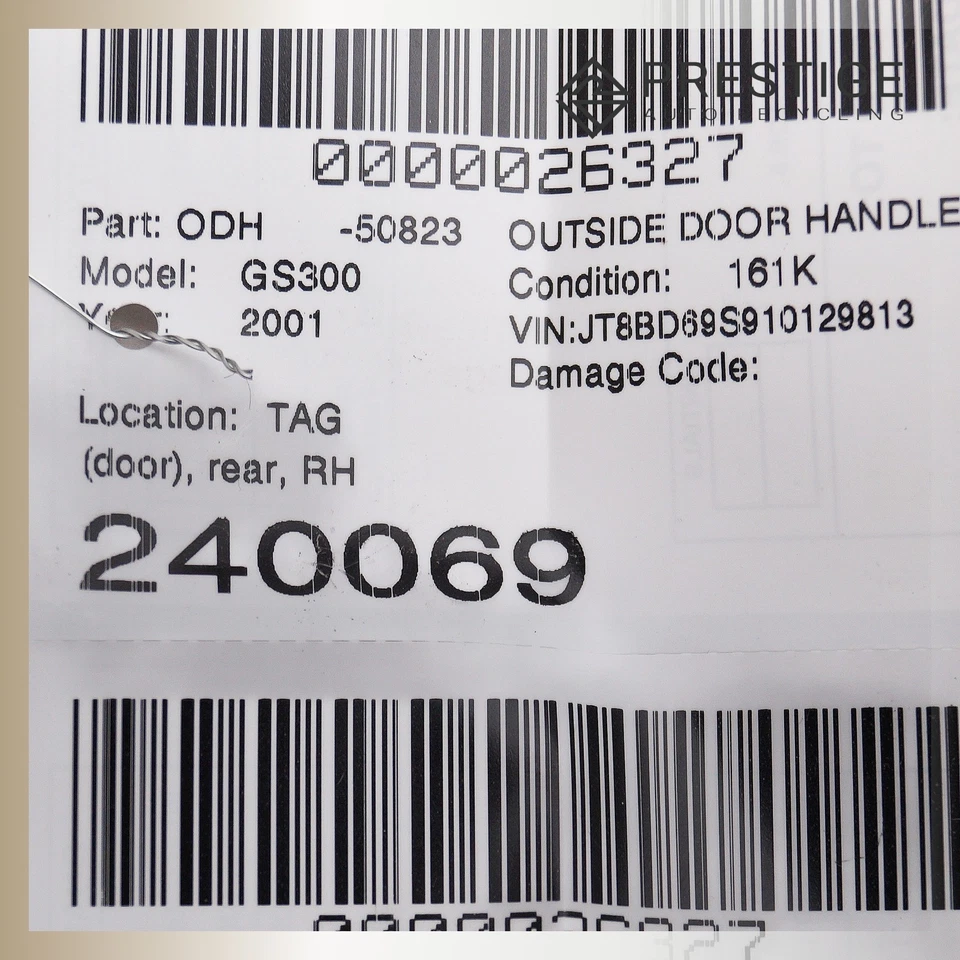Manija de puerta exterior trasera derecha Lexus GS300 1998-2005 69230-30190-C0 plateada OEM Foto 4 de 4