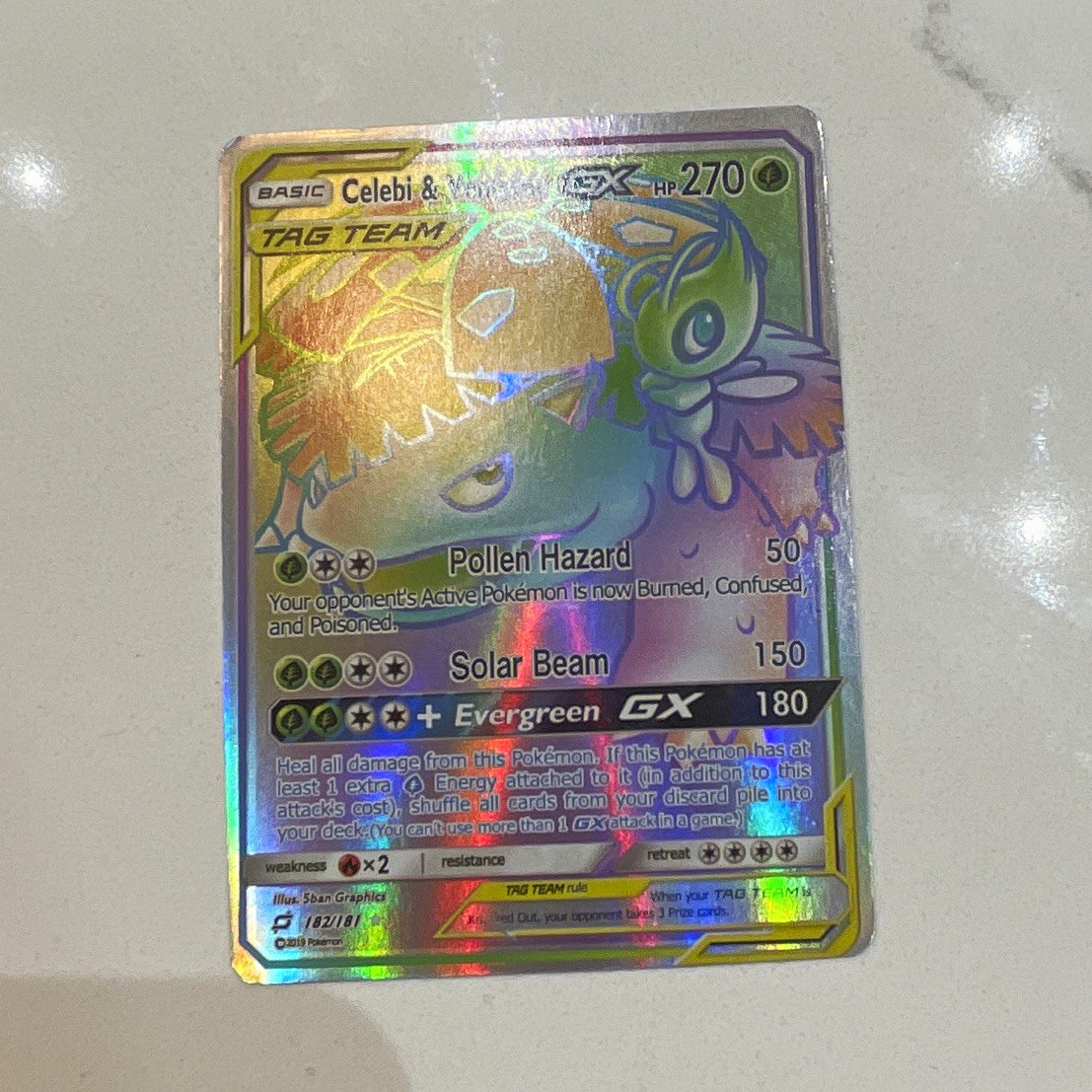 Pokémon TCG Celebi & Venusaur GX 182/181 Team Up TAG TEAM Ultra Rare Holo