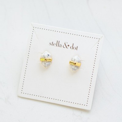 Stella & Dot Stone Rebel Studs Earrings Gold