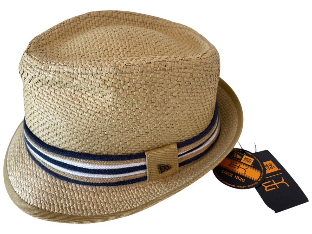 New Era EK Collection Trawler Fedora 13 Hat Light Tan Brown Paper Size  Small