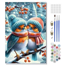 Framed Cardinal Bird Paint by Numbers for Kids Beginners DIY Home Art Decor Set