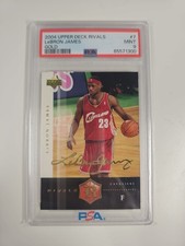 Lebron James Upper Deck Rookie Rivals 2004 Gold Signature #7 RC PSA MINT 9 Card. rookie card picture