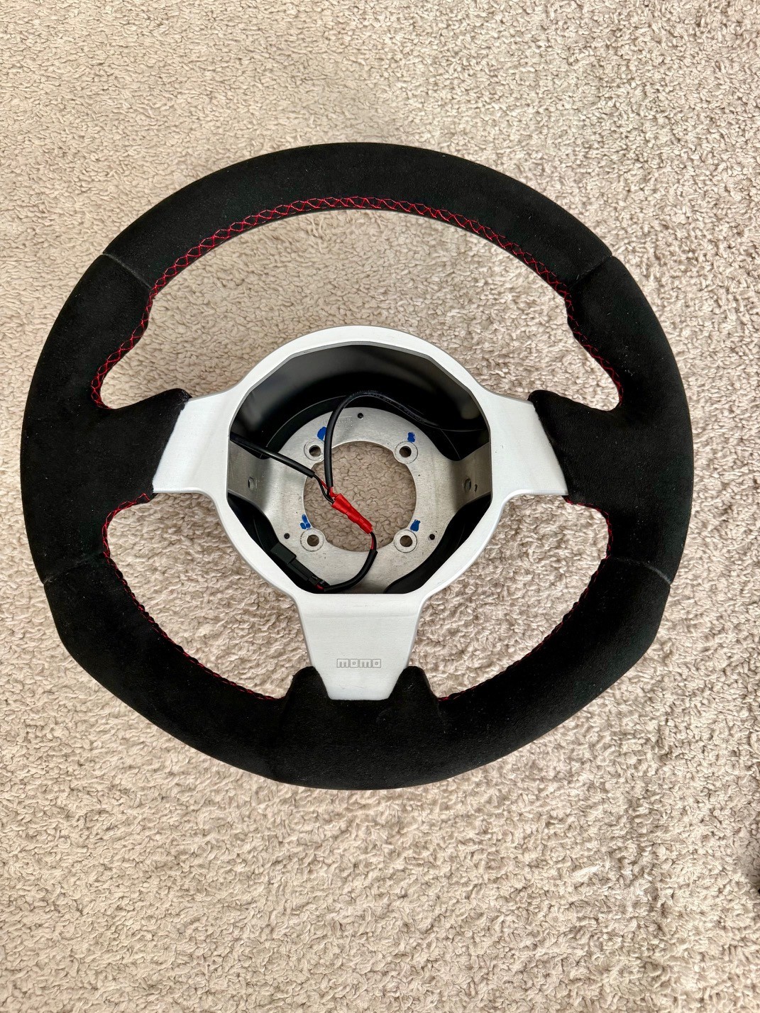 2005 2011 Lotus Elise Exige steering wheel MOMO Alcantara Red stiching boot