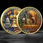 USA 250th Anniversary Challenge Coin Liberty Bell Capitol Building Golden Medal