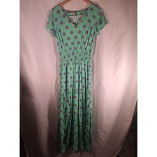 Rosa Floral Maxi Dress Mint Purple Polka Dot Tiered Smocked Waist V Neck