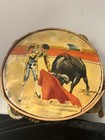1951 Vintage Actual Spainish Wood/Canvas  Tambourine Bull Fighter Matador Painte