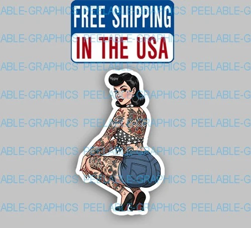 Sexy Pinup Girl Rockabilly Pin Up Decal Sticker Helmet Bumper Toolbox GG