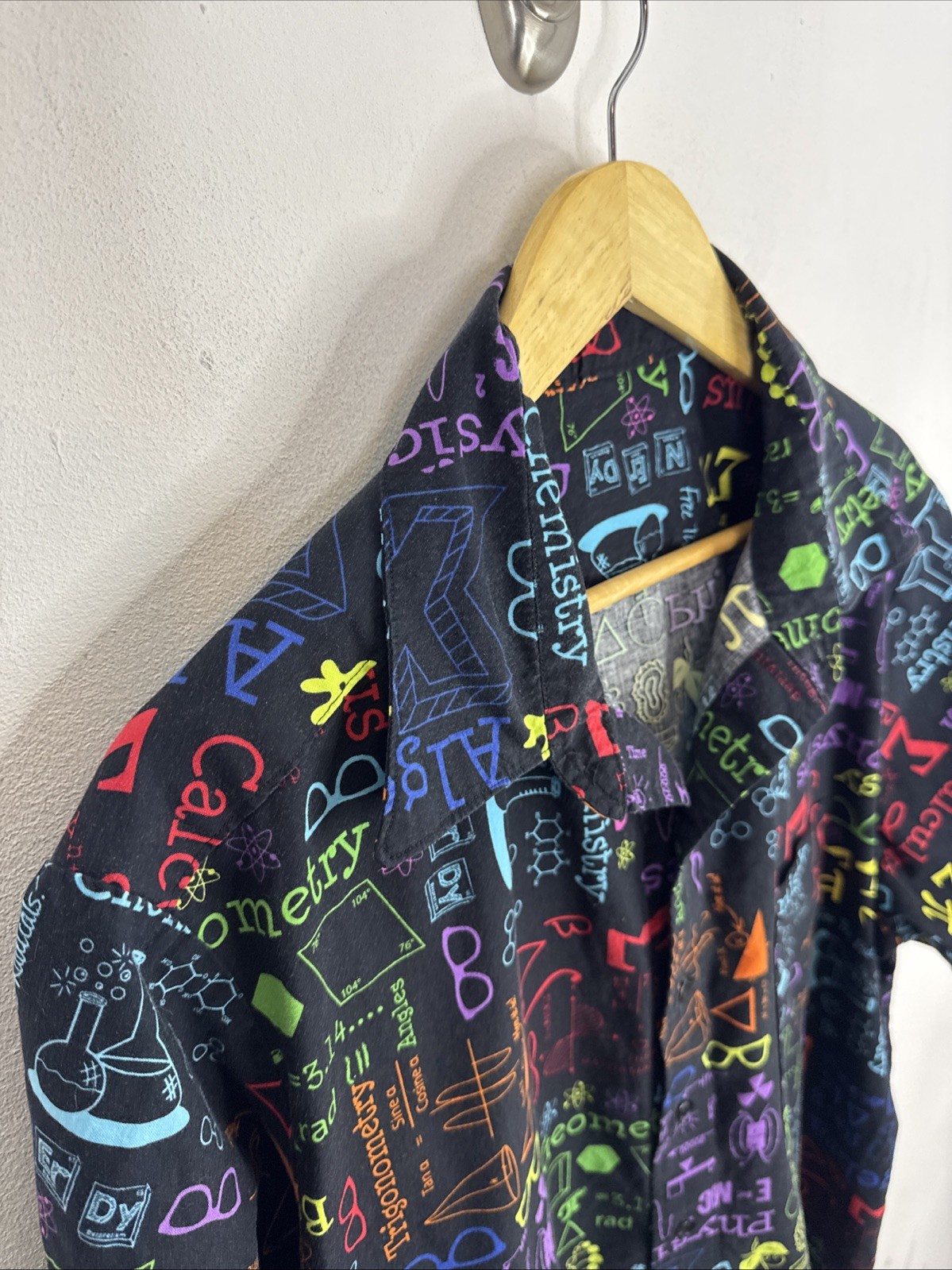 Novelty Science Math Print Button Front Shirt Bla… - image 3
