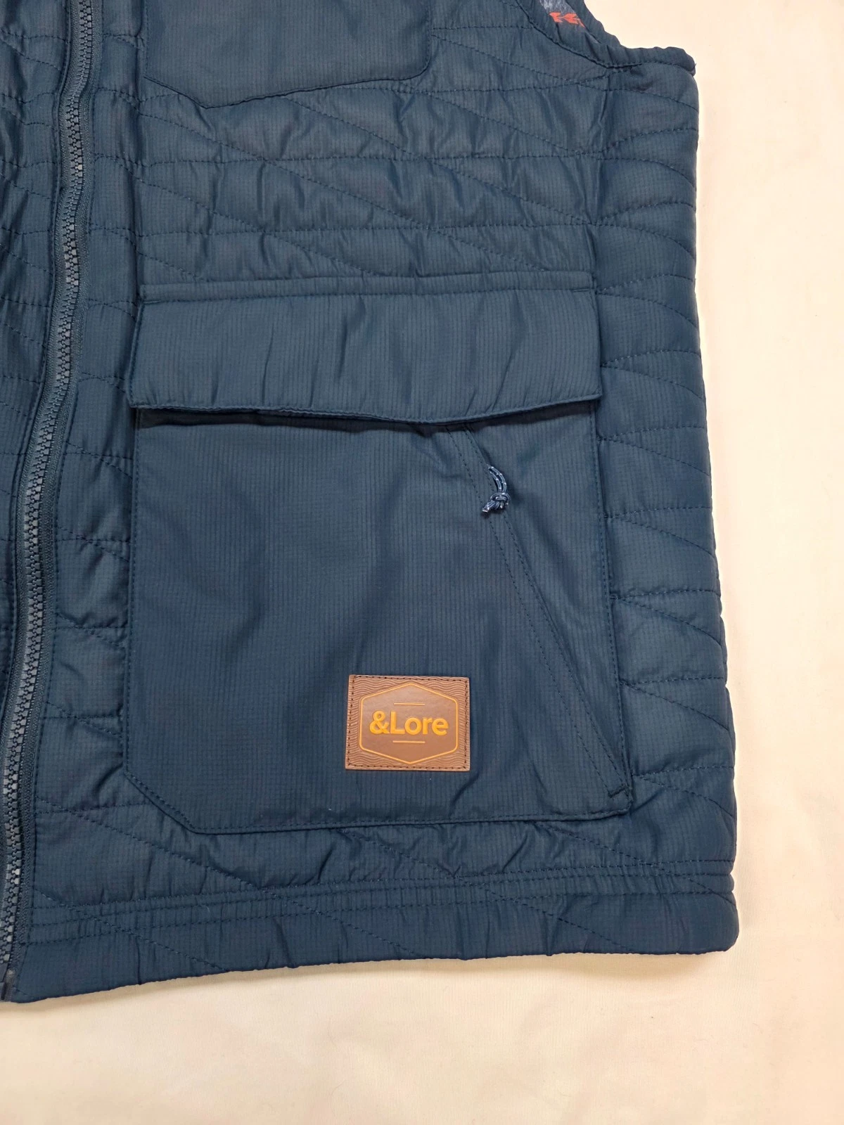 New &LORE Nanotex Aquapel Quilted TRIBAL Vest Men's LARGE L Insignia Blue POLY image 5