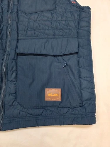 New &LORE Nanotex Aquapel Quilted TRIBAL Vest Men's LARGE L Insignia Blue POLY image 5