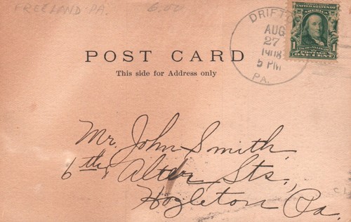 Postcard PA Freeland Second Celebration Merkts Ad Posted 1908 Vintage PC M272 - 第 2/2 張圖片