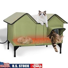 Heated Cat House Outdoor Insulated Shelter Winter Weatherproof Feral Cats New