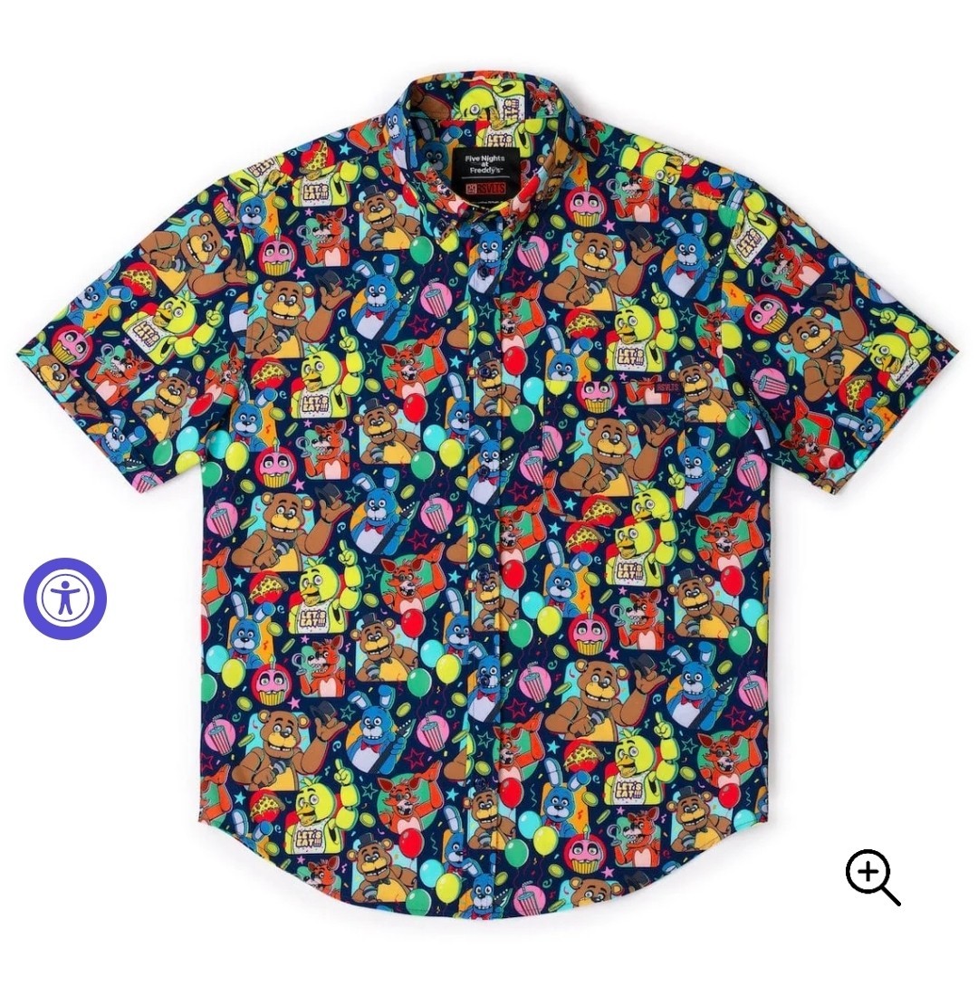 Rsvlts Five Nights Of Freddy "Fantasy Pizza' Camisa Kunuflex Abotonada Para Hombre 3XL