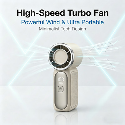 GMOX 107g Mini High Speed Turbo Handheld Fan USB Rechargeable Brushless 100Speed