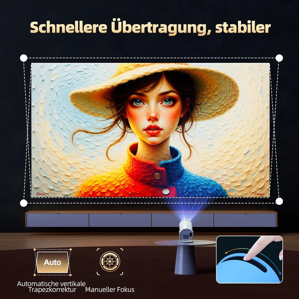 2025 NEU Mini Beamer 4K UHD Projektor WiFi Bluetooth Android TV Heimkino Tragbar - Image 3 of 4