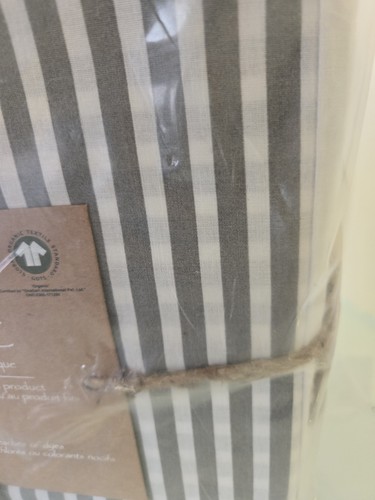 100% ORGANIC Cotton TWIN Duvet W Sham Cover Set(NWT) Grey And White Stripe - Picture 4 of 10