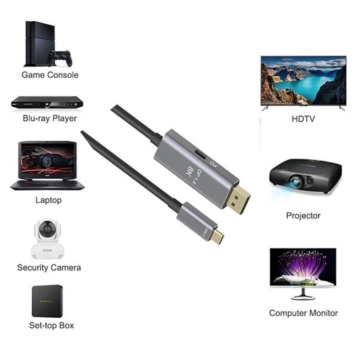 8K 60Hz USB-C to Displayport 1.4 Cable 1M USB 3.1 Type C to DP W/ PD Charging j - Afbeelding 4 van 11