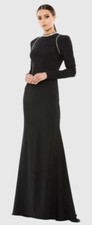 Mac Duggal 26612 Raglan Long Sleeve  High Neck Embellished Gown NWT sz 8 Black