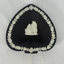 Wedgwood Black Jasperware SPADE Shaped Sweet Dish Trinket Playing Card Suit