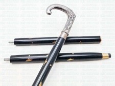 Antique Silver Brass Naked Girl Mermaid Handle Designer Black Walking Cane Stick