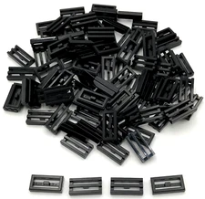 Lego 100 New Black Tiles Modified 1 x 2 Grille with Bottom Pieces