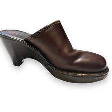 Born Mule Size 8 / 39 Wedge Heel Platform Clog Brown Leather Slip On Shoe