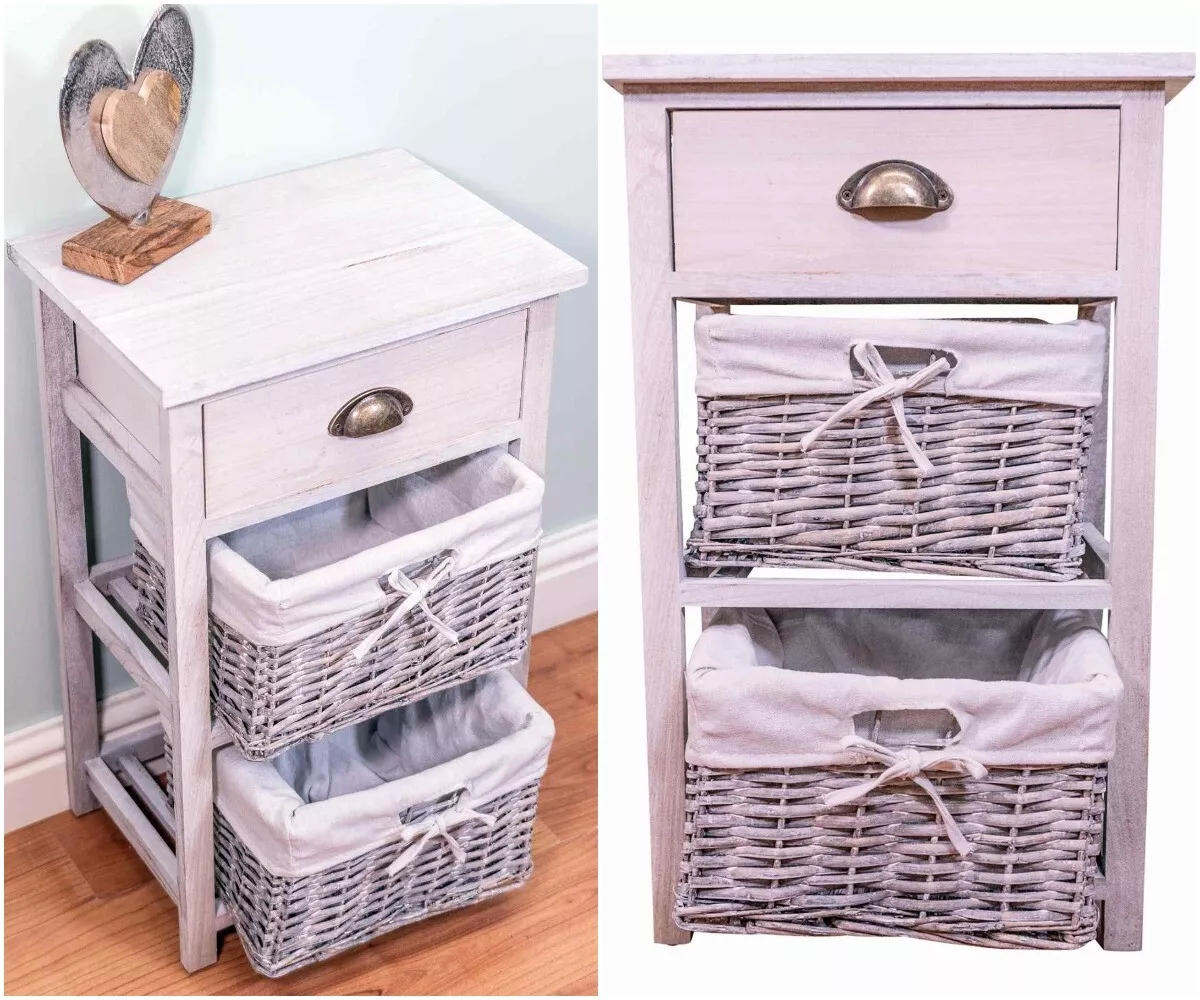 3 drawer wicker online nightstand