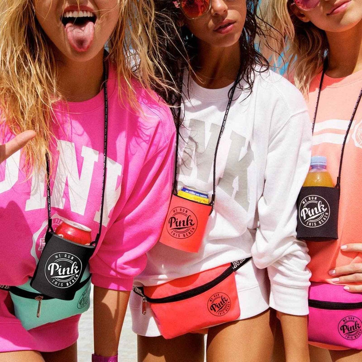 NWT Victoria’s Secret PINK fanny pack & sunglasses set neon yellow & black Neon Fanny Pack - Etsy main image 2