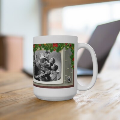 It's a Wonderful Life Tv Retro Design Ceramic Christmas Mug 15oz Extra Large 
