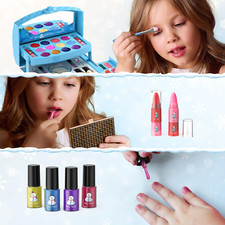 Kids Makeup Set for Girl 56 Pcs Washable Real Cosmetic, Safe  Non-Toxic Froz...