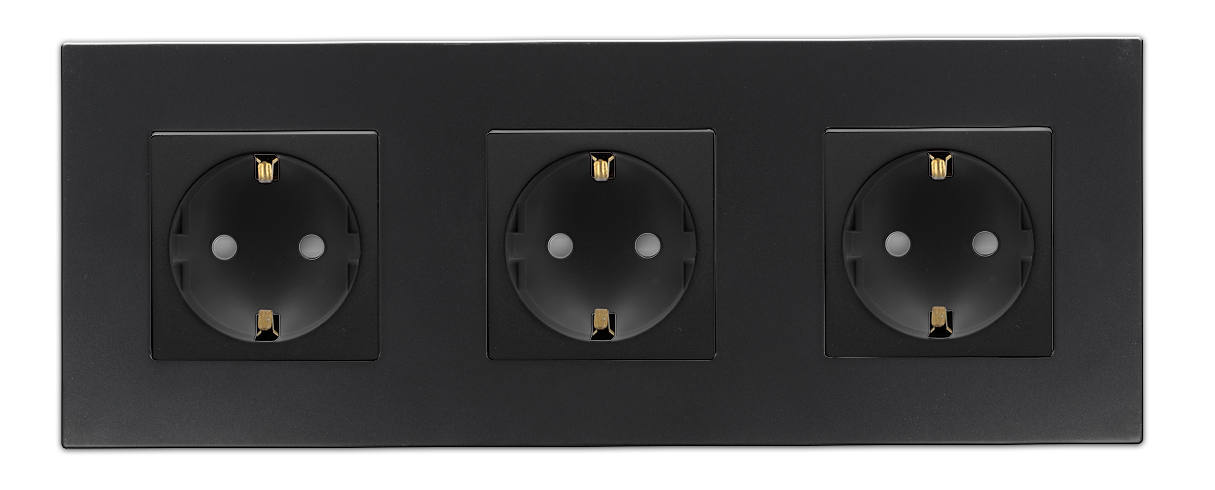 Steckdose 4 Fach Schuko Kombisteckdose Unterputz Glas Schwarz