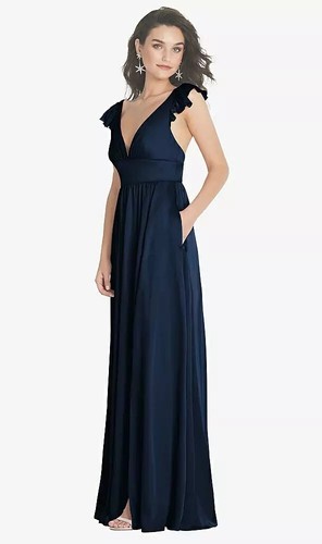 Deep V-Neck, Maxi Dress with Convertible Straps....TH094..Midnight...Size XS - Picture 3 of 6
