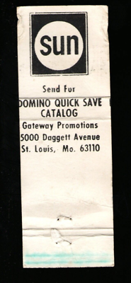Sun Drug Domino Cigarettes St Louis MO Domino Quick Save Vintage Matchbook